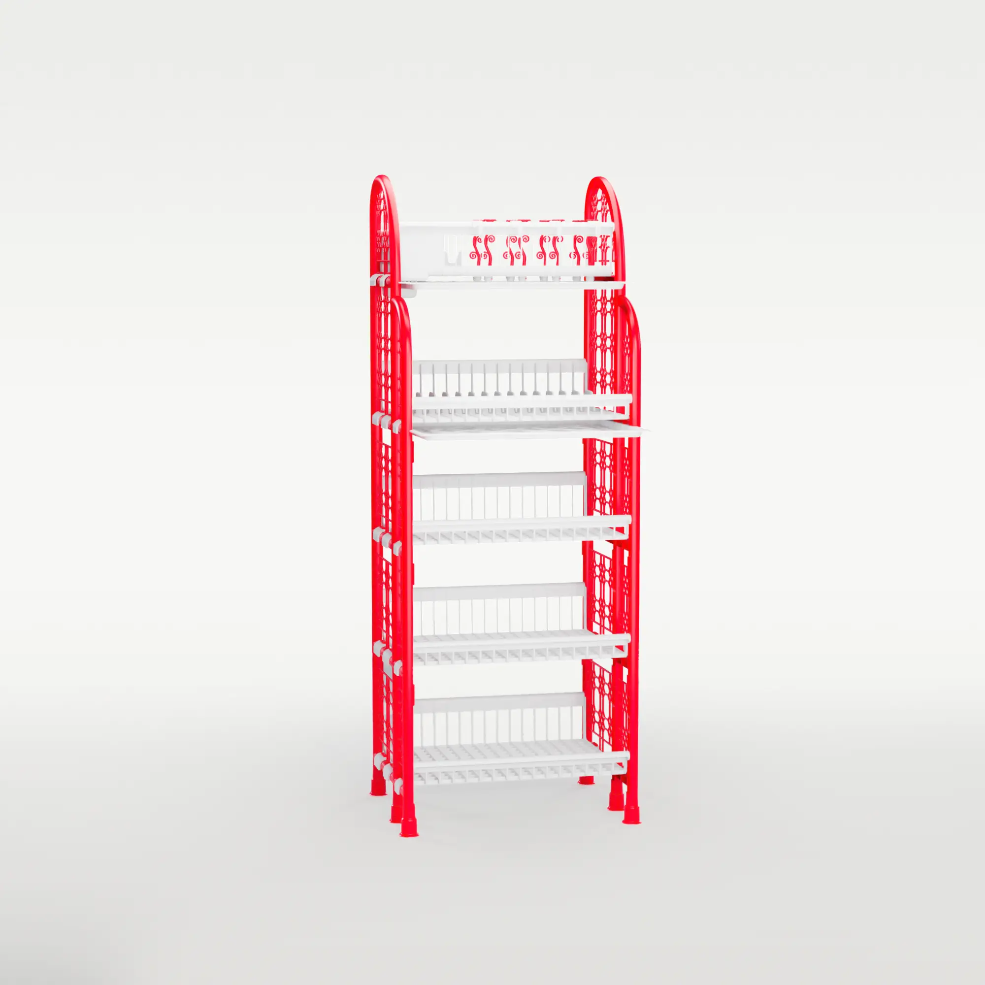 Pop Hexagonal Kitchen Rack -2 Tray- Red & White